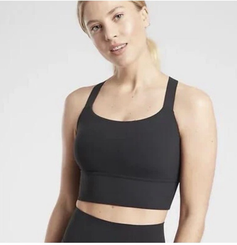 Longline Warrior Cross-Back Sports Bra by Athleta S (D-DD) Black