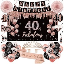 Elegant 40th Birthday Decorations Set for Women