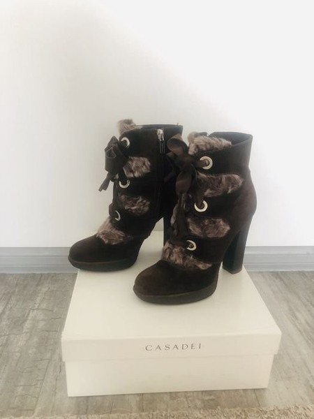 Women Casadei Boots Chocolate Suede 37.5