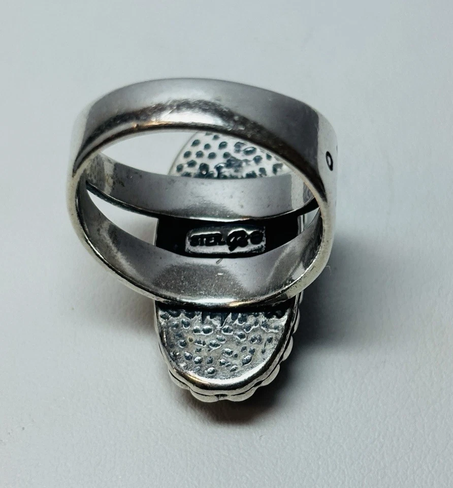 Anillo Carolyn Pollack Plata de Ley 925 Ónix Turquesa Incrustación Talla 8.25 Foto 2 de 4