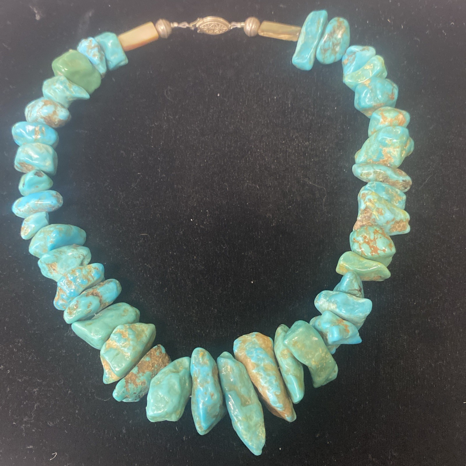 Beautiful Large Stone Chip Turquoise Necklace 18 … - image 1