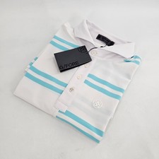 G/FORE Offset Stripe Modern Spread Collar Tech Polo Mens MEDIUM M White NEW