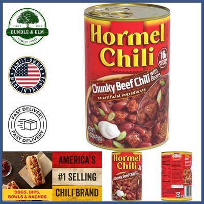 Pack of 6 Chunky Beef Chili with Beans, 15 oz Cans, No Artificial Ingredients