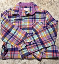 Cat and Jack Girls' Long Sleeve Pink Multi Color Flannel Shirt Size M 7/8