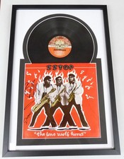 Hand Signed ZZ Top Gibbons Hill Beard Framed Deg&uuml;ello Vinyl Album Cover w/ COA