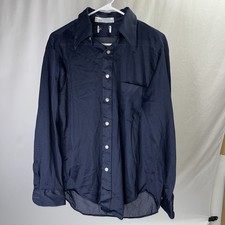 VINTAGE 70  s 1970  s Blue Button Shirt Men  s Sz 16.5 - 35 Hippie, Retro, Disco