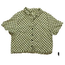 Rylee + Cru Womens Cropped Collared Shirt Large Flower Check Top