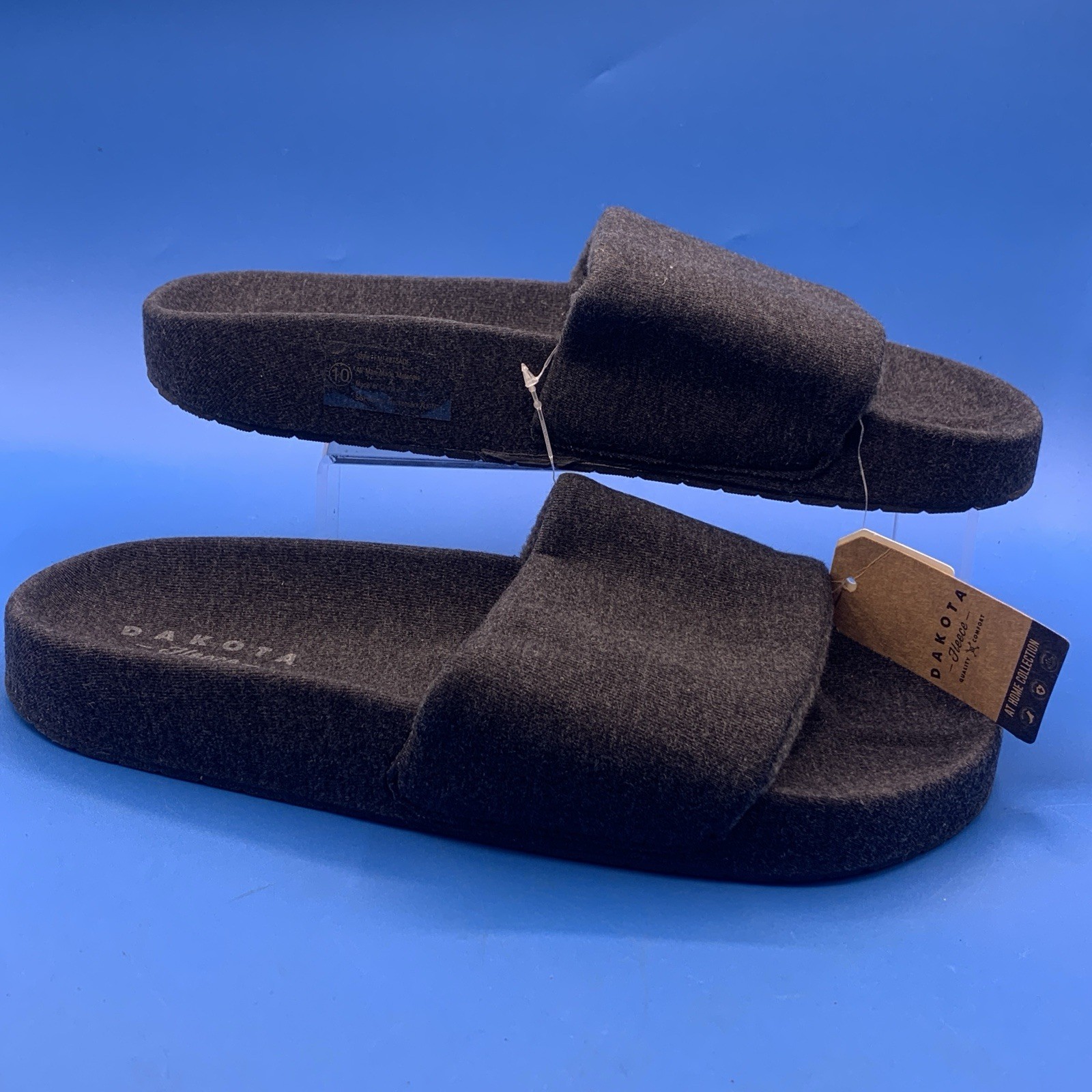 Dakota Fleece Men&rsquo;s Black/Gray Slip On Sandals - Size 10