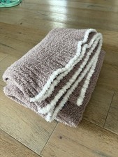 Barefoot Dreams CozyChic Rib Throw in Mauve/White 45" x 60"