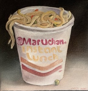Maruchan Noodles Cup Oil Painting Still Life Food Original Art Canvas Home Decor