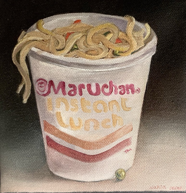 Maruchan Noodles Cup Oil Painting Still Life Food Original Art Canvas Home Decor