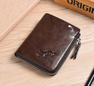 Mens Wallet Leather Business Card Holder Zipper Purse Luxury Wallets Men RFID