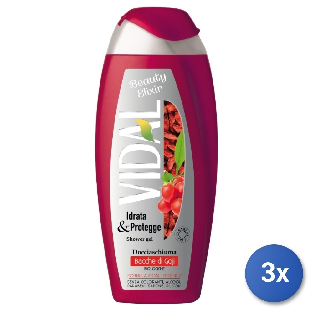 3X Vidal Shower 250 ML. Goji Berries