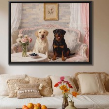 Labrador Framed Oil Painting Dog Canvas Print Living Room Decor Animal Art