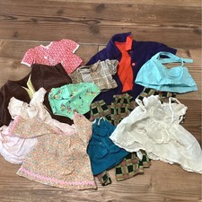 Vintage Doll Clothes Lot Mixed 1960s 1970s Plaid Floral Corduroy Mod Prairie TLC