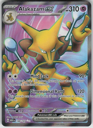 Pokemon Alakazam ex 188/165 SV: Scarlet & Violet 151 Holofoil Ultra Rare NM