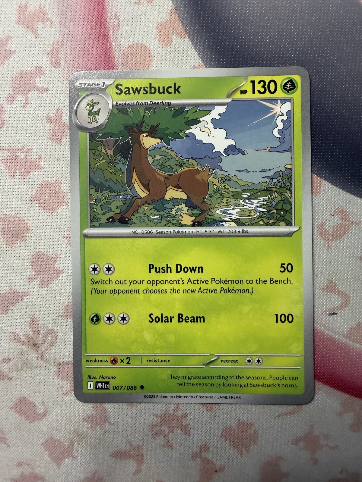 Sawsbuck Uncommon SV: White Flare 007/086 NM English Pokemon Card