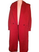 VTG Ashley Scott Red Wool Coat Womens Long Double Breasted Shawl Collar X-LARGE