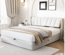 Ottoman Storage Bed , Movable Headboard USB Ports and 2x 3ft temper mattresses