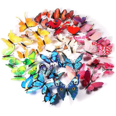 72 Stück 3D Schmetterling Wandsticker Kunststoff Tapeten Deko Fenster deko