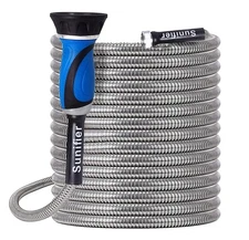 Metal Garden Hose 25 Ft Flexible Stainless Steel Garden Hose Lightweight, Hea...