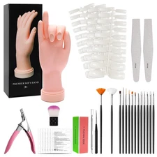 Practice Hand for Acrylic Nails, Flexible Fake Hands, Manicure Training Hand ...
