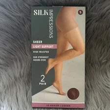 Silk Impressions Light Support Sheer Tights Women Size Small Cocoa High Waisted