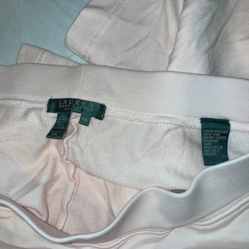 Lauren Ralph Lauren Pink Cardigan Button Up Jacket & Sweat Pants Petite Size P/M - Image 4 of 4