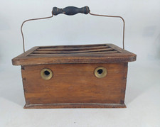 ANCIENNE CHAUFFERETTE EN BOIS DE NOYER XIXème CHAUFFE-LIT CHAUFFE-PIEDS