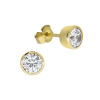 Celesta Gold Ohrstecker 375/- Gelbgold Zirkonia Cz Weiß Gelbes Gold 9 Karat
