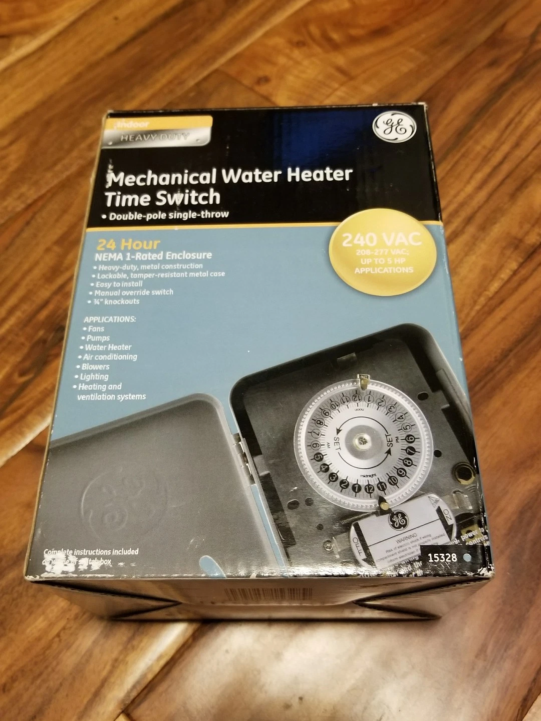 GE Mechanical Water Heater Time Switch 15328 240 VAC Nema 1 rated enclosure