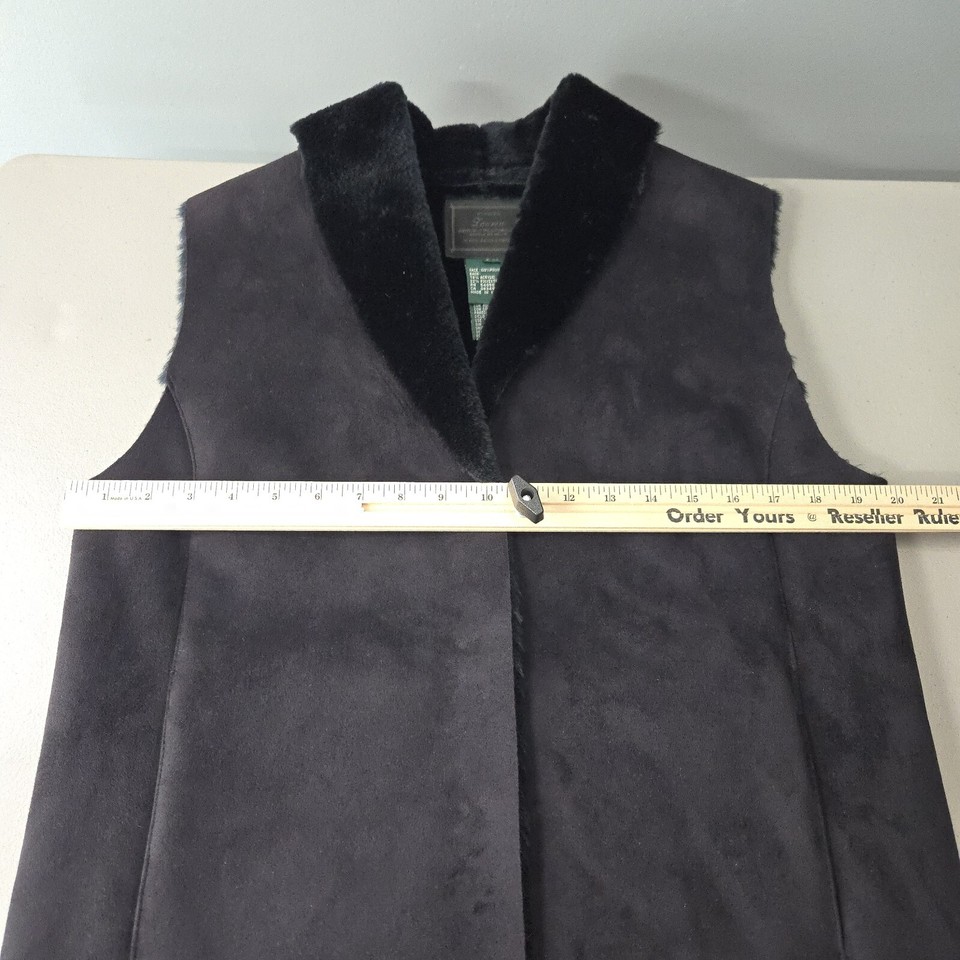 Lauren Ralph Lauren Women's Petite FauxSuede FauxFur Vest Black