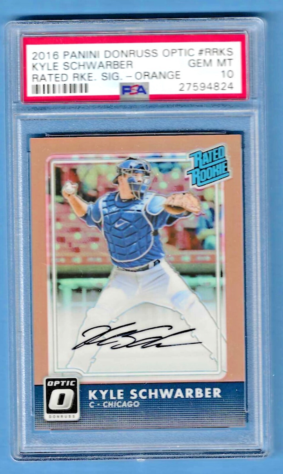 2016 Panini Donruss Optic Auto Kyle Schwarber Cubs #RRKS Rookie PSA 10 #27594824