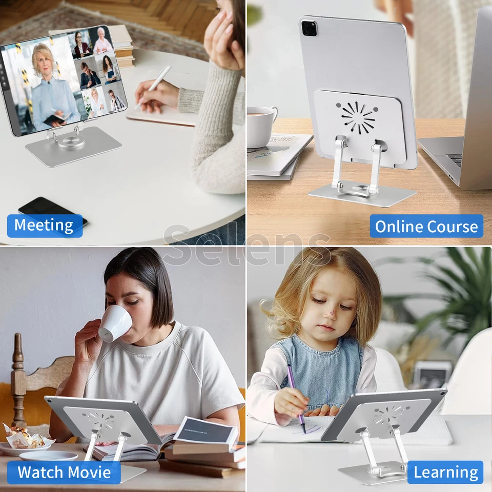 Adjustable Tablet Stand Desk Holder Foldable Aluminum For Cell Phone iPhone iPad - Image 3 of 4