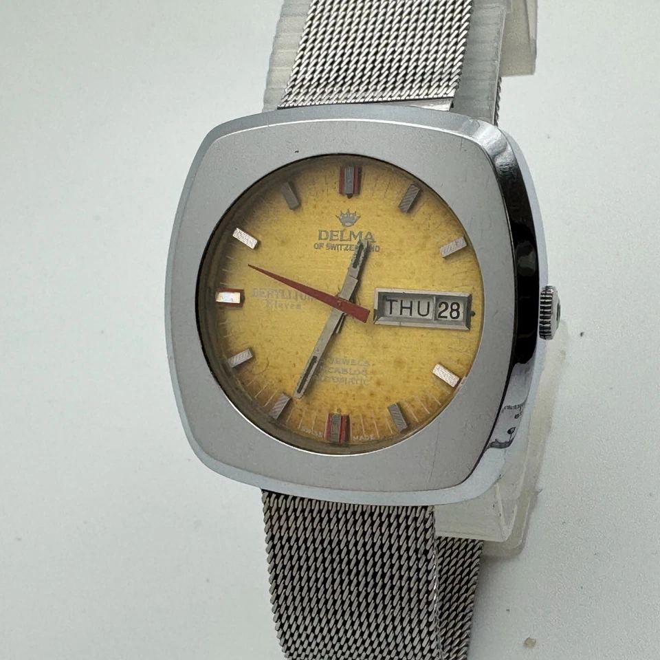 Reloj Automático De Colección Delma Suizo Cuerda Automática Berilio Hombres 25 Joyas 100m Zafiro Foto 2 de 4