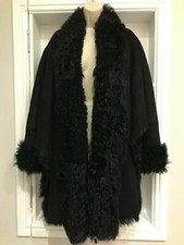 Black Jaeger Shearling Asymmetric Jacket Super Stylish Size M Sheepskin - New