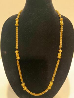 Chanel Gold Plate Rope/Rods thick chain necklace Signed Vintage In ...