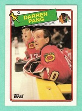 (1) DARREN PANG 1988-89 TOPPS  # 51 BLACK HAWKS GOALIE ROOKIE NM+ CARD (J0474)