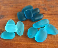 PICK COLOR 5pcs freeform nugget drop pendant Sea Glass frosted Bead recycled