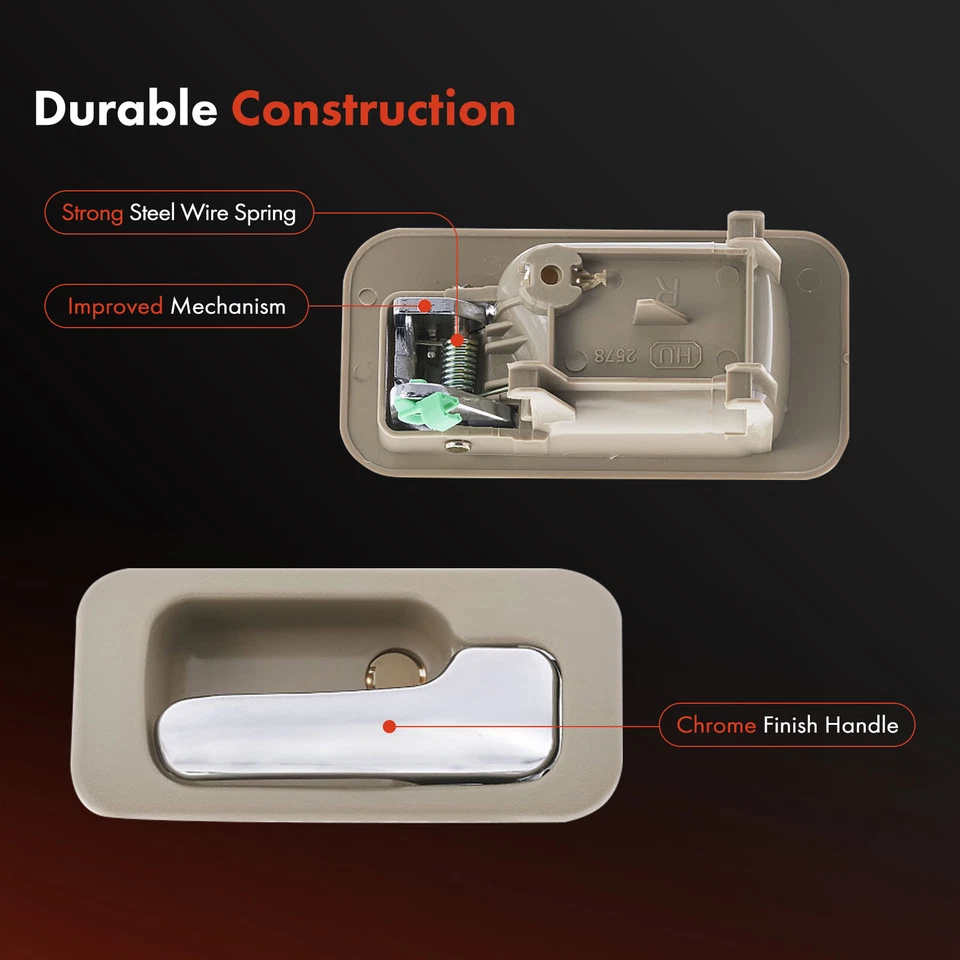 Manija de puerta interior cromada y beige para pasajero trasero para Honda Accord 1990-1993 Foto 4 de 4