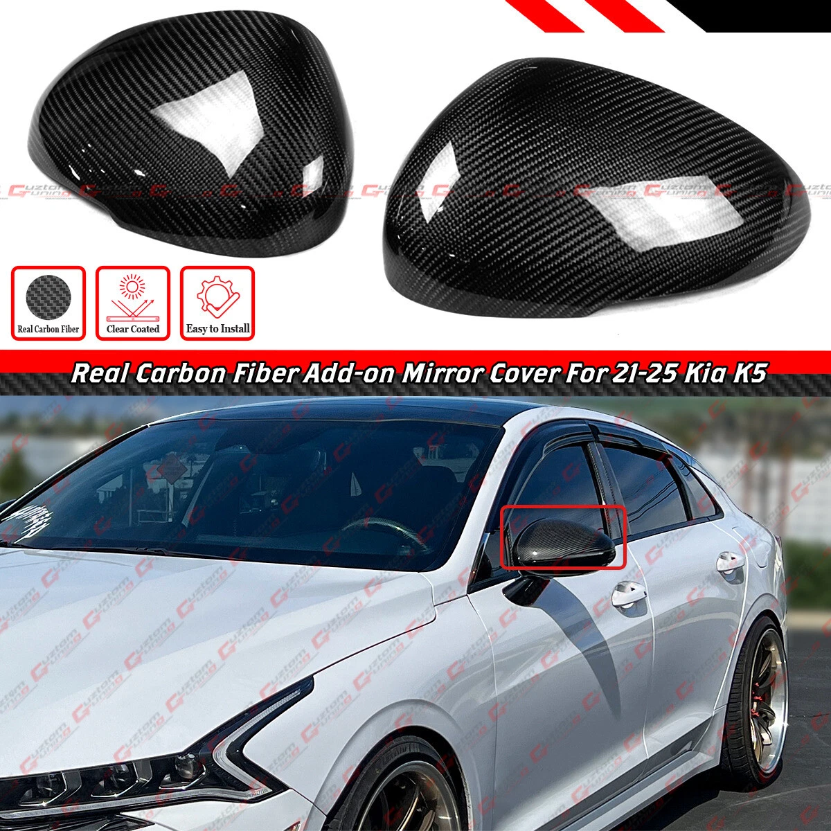 Tapas De Espejo Retrovisor En Fibra De Carbono Real Para Dodge Challenger (2009-2022) - Par Completo