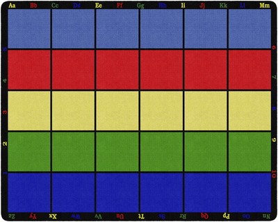 Flagship Carpets Learning Grid Colorful Numbers and Letters Kids Seating Area...