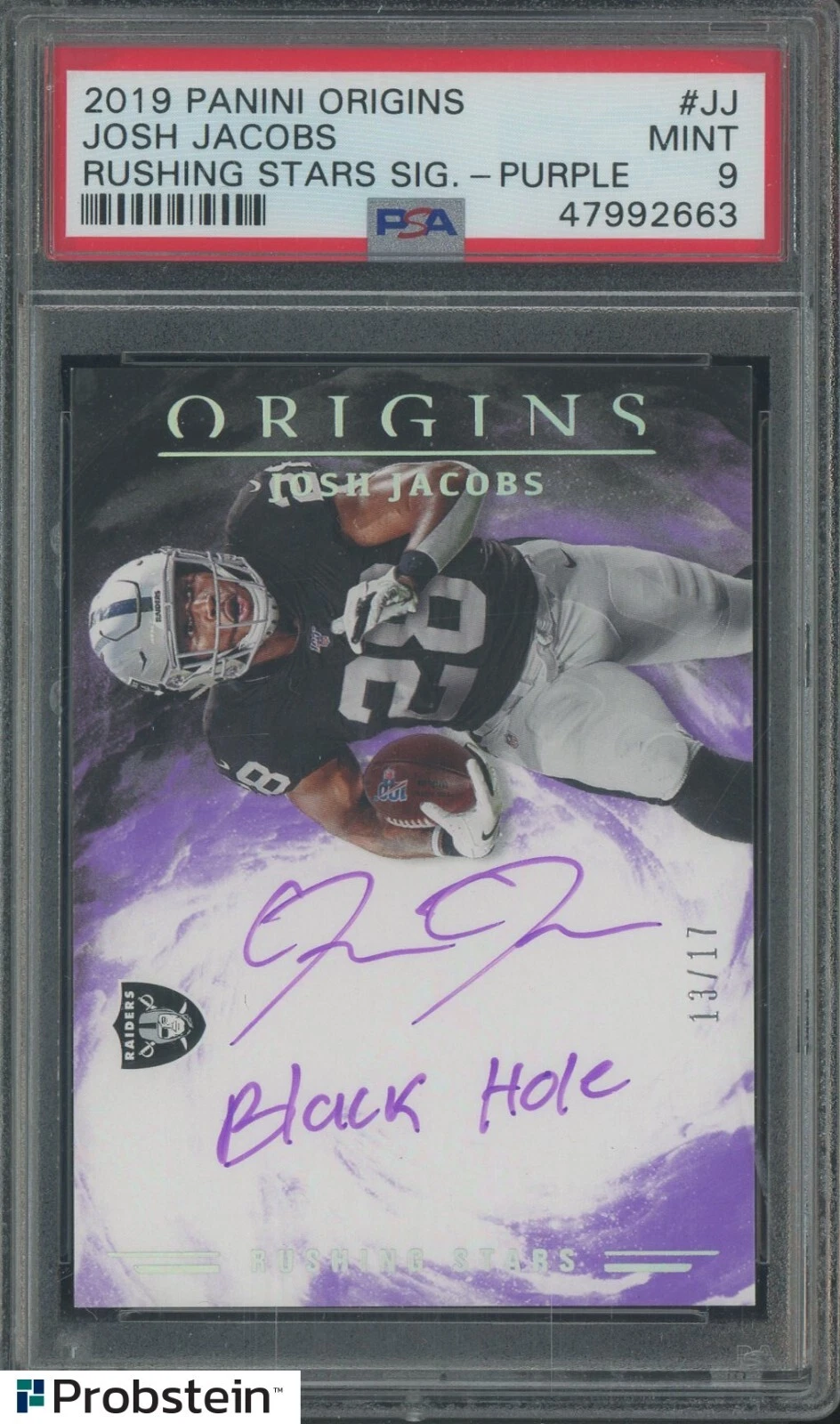 Josh Jacobs Panini Origins Rushing Stars Signatures #JJ Purple