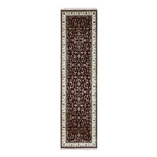 2'7" x 10' Burgundy Red Wool and Silk Hand Knotted Rajasthan Runner Rug R75055
