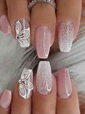 [French Tip Press On Nails] 24pcs Pink White French Tip Press On Nails