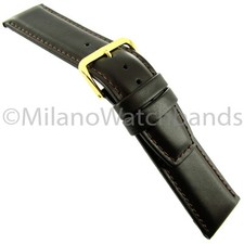 24mm Milano Brown Genuine Leather Waterproof Padded Stitched Dreams Watch Band