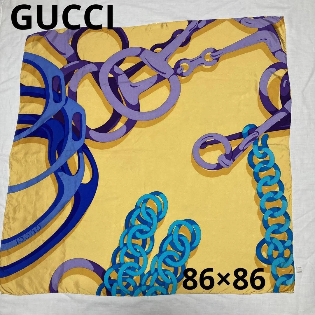 Foulard GUCCI chaîne jaune femme soie