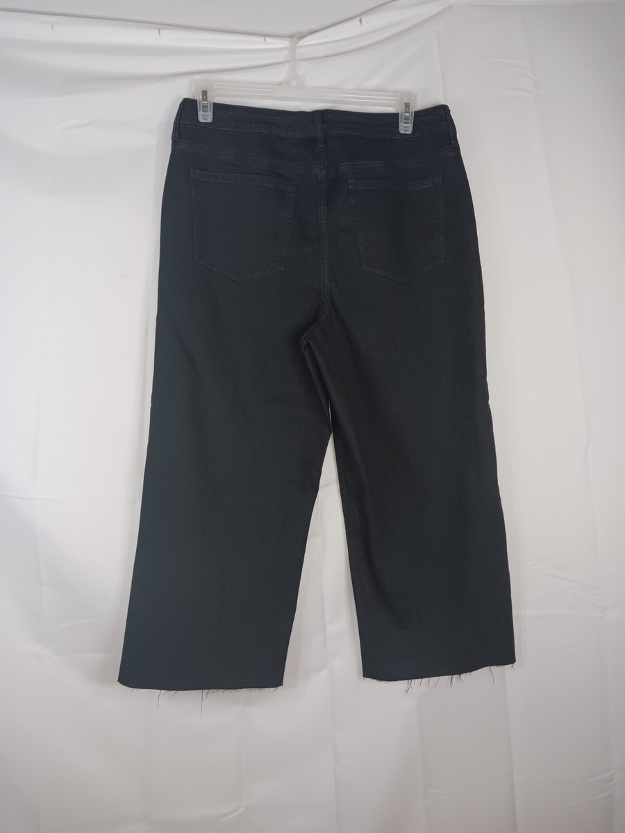 Wonderly Wide Leg Crop Jeans Womens Size 16 Black Denim High