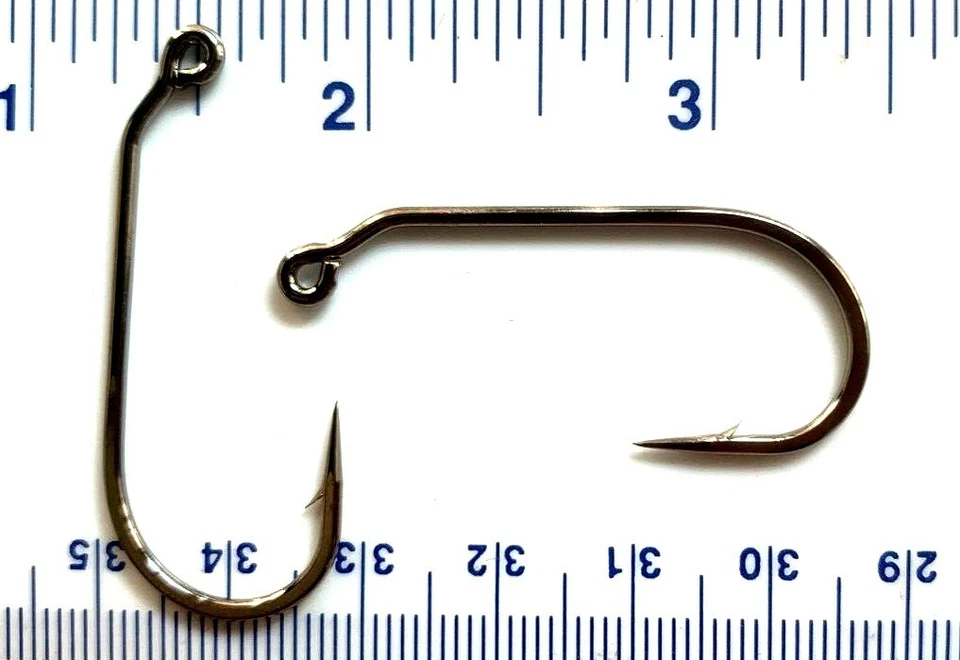 GERRY'S TACKLE 100 GT 32886 2X Strength Black Nickel 30 Degree Round Bend Jig Hooks size 2/0