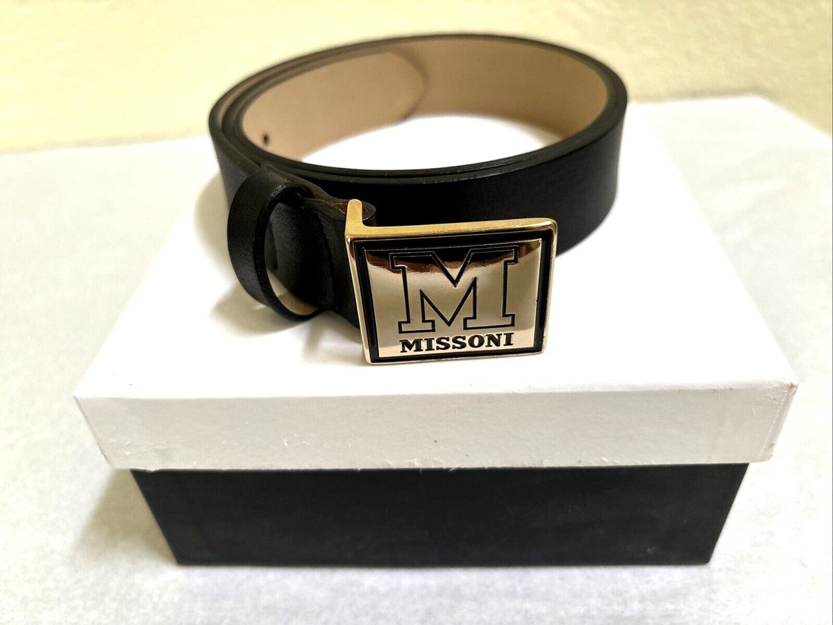 Missoni Genuine Calf Leather Belt Brown Size 77/40 Made In